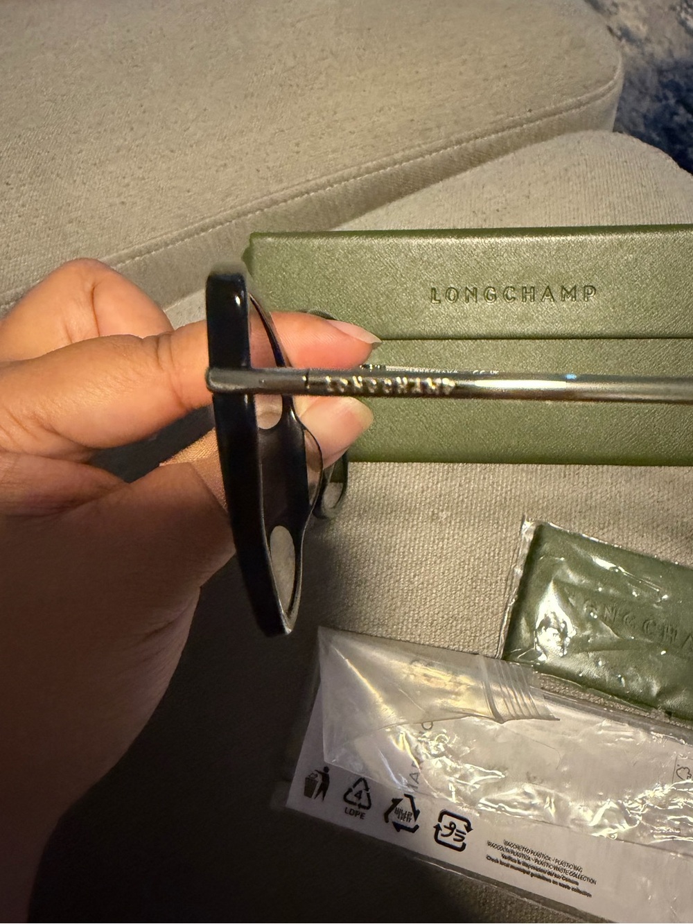 Longchamp Black Cat-Eye Sunglasses with Gradient Purple Lenses - Picture 4 of 6
